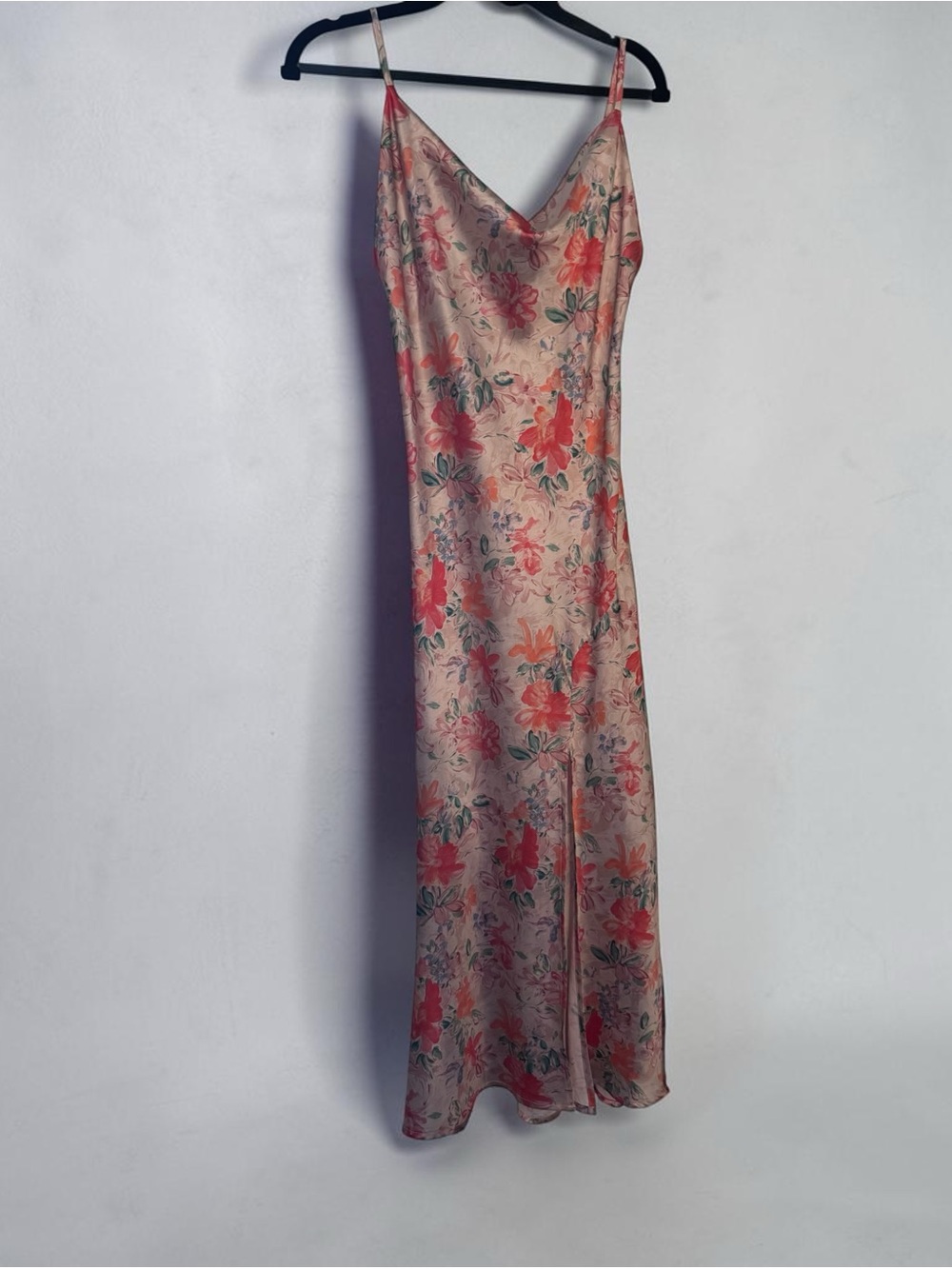 Vintage Y2K Paper Heart side split adjustable strap satin slip dress